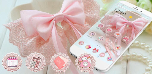 Pink Lace Ribbon Theme PC screenshot