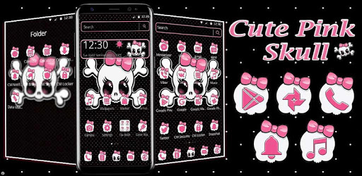Pink Cute Skull Theme PC screenshot