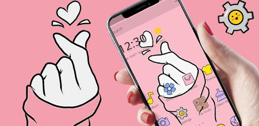 Pink Finger Heart Love Theme PC screenshot
