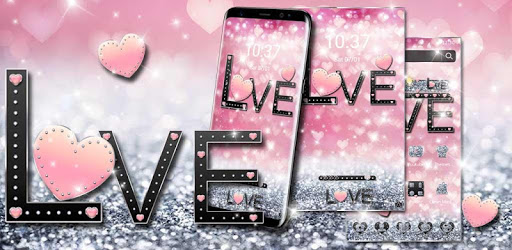 Pink Love Heart Diamond Glitter Theme PC screenshot