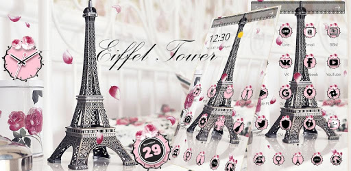Eiffel Tower Theme Pink Black PC screenshot Eiffel Tower Theme Pink Black PC screenshot