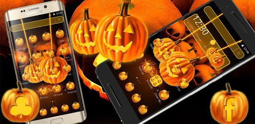 Orange Evil Halloween Pumpkin Theme PC screenshot