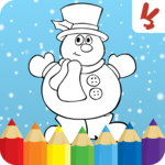 Kids coloring book christmas icon