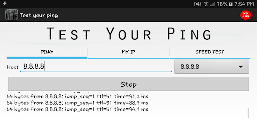 Test your ping PC screenshot Test your ping PC screenshot