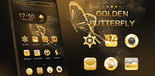 Glitter Golden - Butterfly Theme for Android PC screenshot