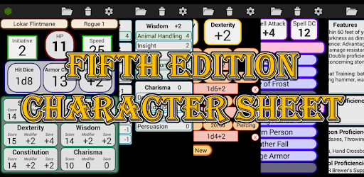 Fifth Edition Character Sheet PC screenshot