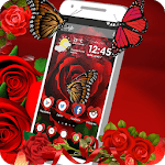 Red Rose Butterfly flowers themes and wallpaper icon