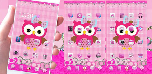 Pink Owl Theme Rosy Lace Bow PC screenshot
