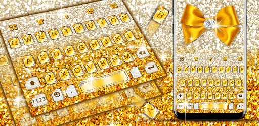 Live Golden Glitter Bow Keyboard Theme PC screenshot