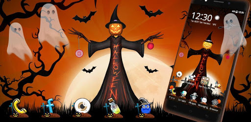 3D Halloween Pumpkin Night Theme PC screenshot