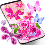 Diamond butterfly pink live wallpaper icon