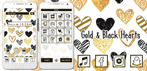 Cute Wallpaper Gold & Black Hearts Theme PC screenshot