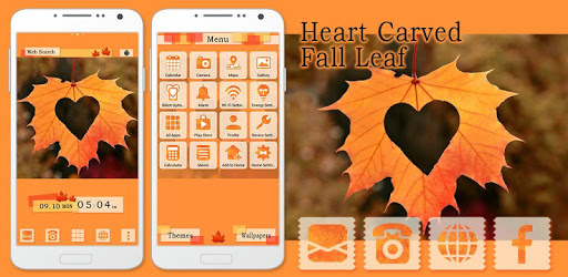 Romantic Wallpaper Heart Carved Fall Leaf Theme PC screenshot