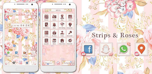 Flower Wallpaper Strips & Roses Theme PC screenshot