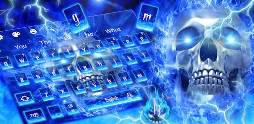 Blue Flaming Skull Keyboard Theme PC screenshot