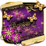 Gold Flower Butterfly Keyboard Theme icon