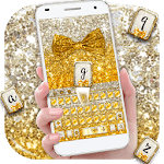 Gold glitter bowknot keyboard for PC Gold glitter bowknot keyboard for PC