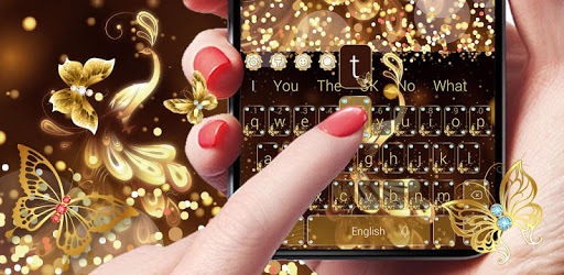 Gold Glitter Butterfly Keyboard PC screenshot