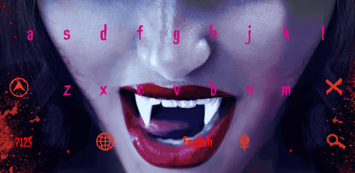 Cool red vampire girl keyboard PC screenshot
