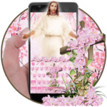 God Christ Cross Cherry Blossom Floral Keyboard for PC