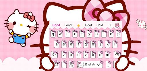 Pink Cute Kitty Cartoon Keyboard Theme PC screenshot