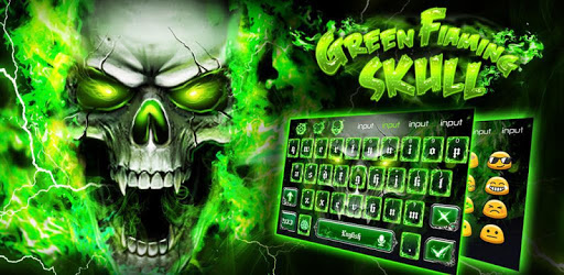 Green Flame Skull Keyboard theme PC screenshot