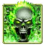 Green Flame Skull Keyboard theme for PC