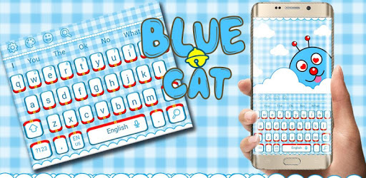 Cute Blue Cartoon Cat Keyboard Theme PC screenshot