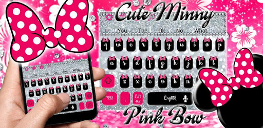 Cute Minny Pink Bow Silver Diamond Keyboard Theme PC screenshot