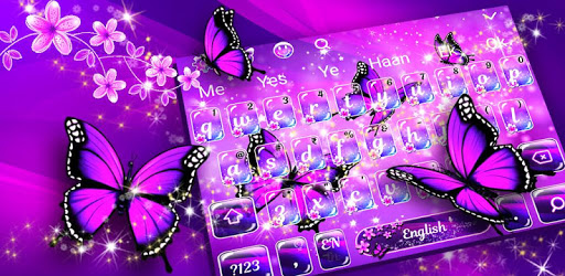 Purple Neon Butterfly Keyboard PC screenshot