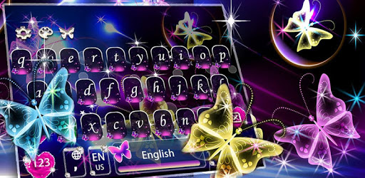 Neon shining Butterfly Keyboard Theme PC screenshot