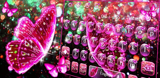 Pink Glitter Butterfly Keyboard Theme PC screenshot