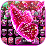 Pink Glitter Butterfly Keyboard Theme icon