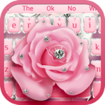 Silver Glitter Diamond Rose Keyboard Theme for PC
