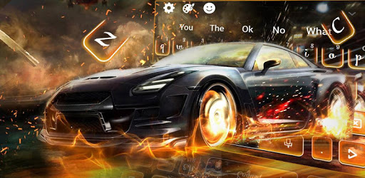 Black Fire Sports Car Keyboard Theme PC screenshot