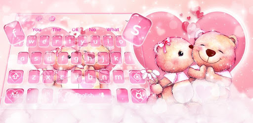 Pink Teddy Couple Love Keyboard Theme PC screenshot