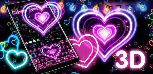 3D Neon Hearts Keyboard PC screenshot 3D Neon Hearts Keyboard PC screenshot