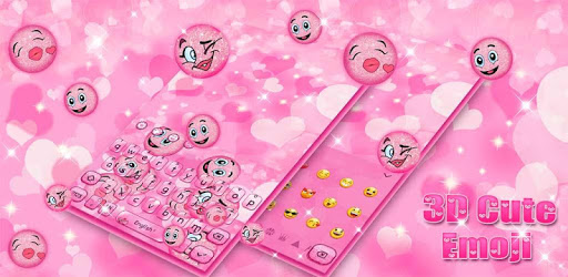 Animated Cute Pink Glitter 😀 Emoji Keyboard Theme PC screenshot
