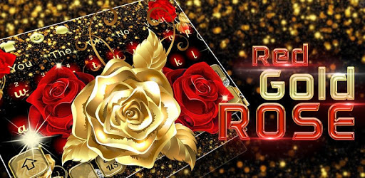 Red Glossy Gold Rose Gravity Keyboard PC screenshot
