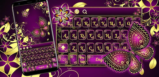 Purple Gold Butterfly Keyboard PC screenshot