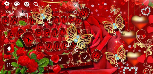 Red Rose Gold Butterfly Keyboard Theme PC screenshot Red Rose Gold Butterfly Keyboard Theme PC screenshot