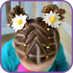 Hairstyles for children step by step on short hair icon