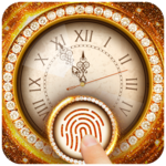 Golden clock fingerprint lock screen for prank icon