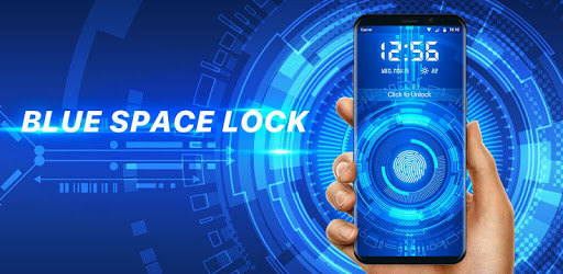 Blue space lock screen PC screenshot