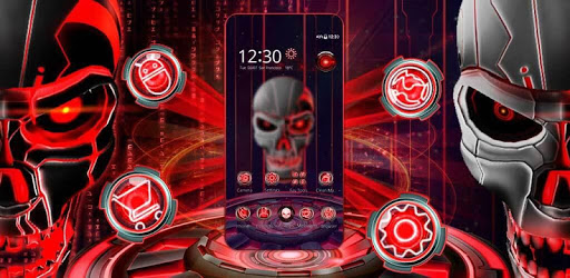 3D Tech Blood Skull Theme PC screenshot