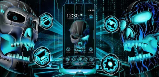 Neon Tech Evil Skull 3D Theme PC screenshot