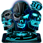 Neon Tech Evil Skull 3D Theme for PC