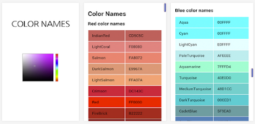 Names of RGB colors designer PC screenshot