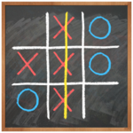 Tic Tac Toe on blackboard icon
