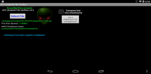 AFV File Verifier for Android™ PC screenshot